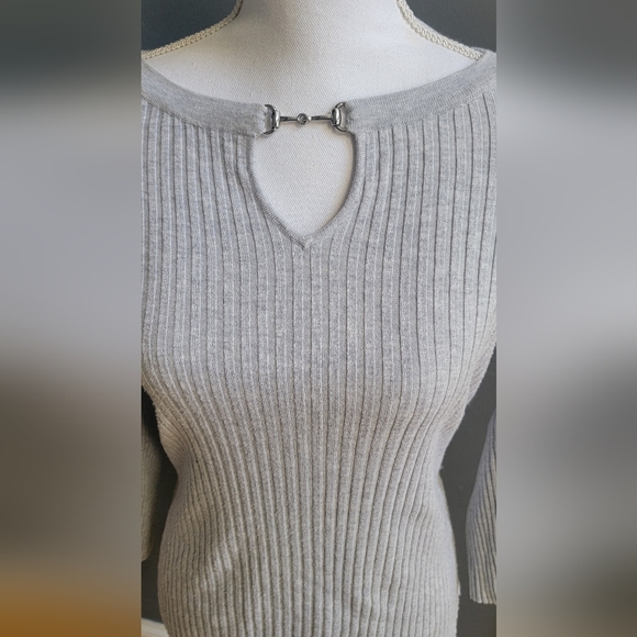 INC Light Gray Peekaboo Sweater - Picture 1 of 4